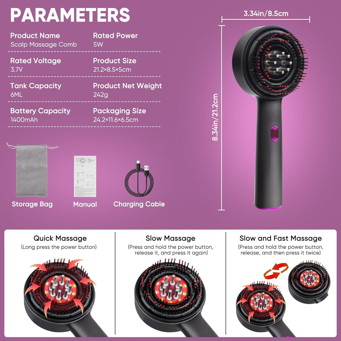 Mavlo 3-in-1 Smart Brush for Hair Growth - Red Light Therapy