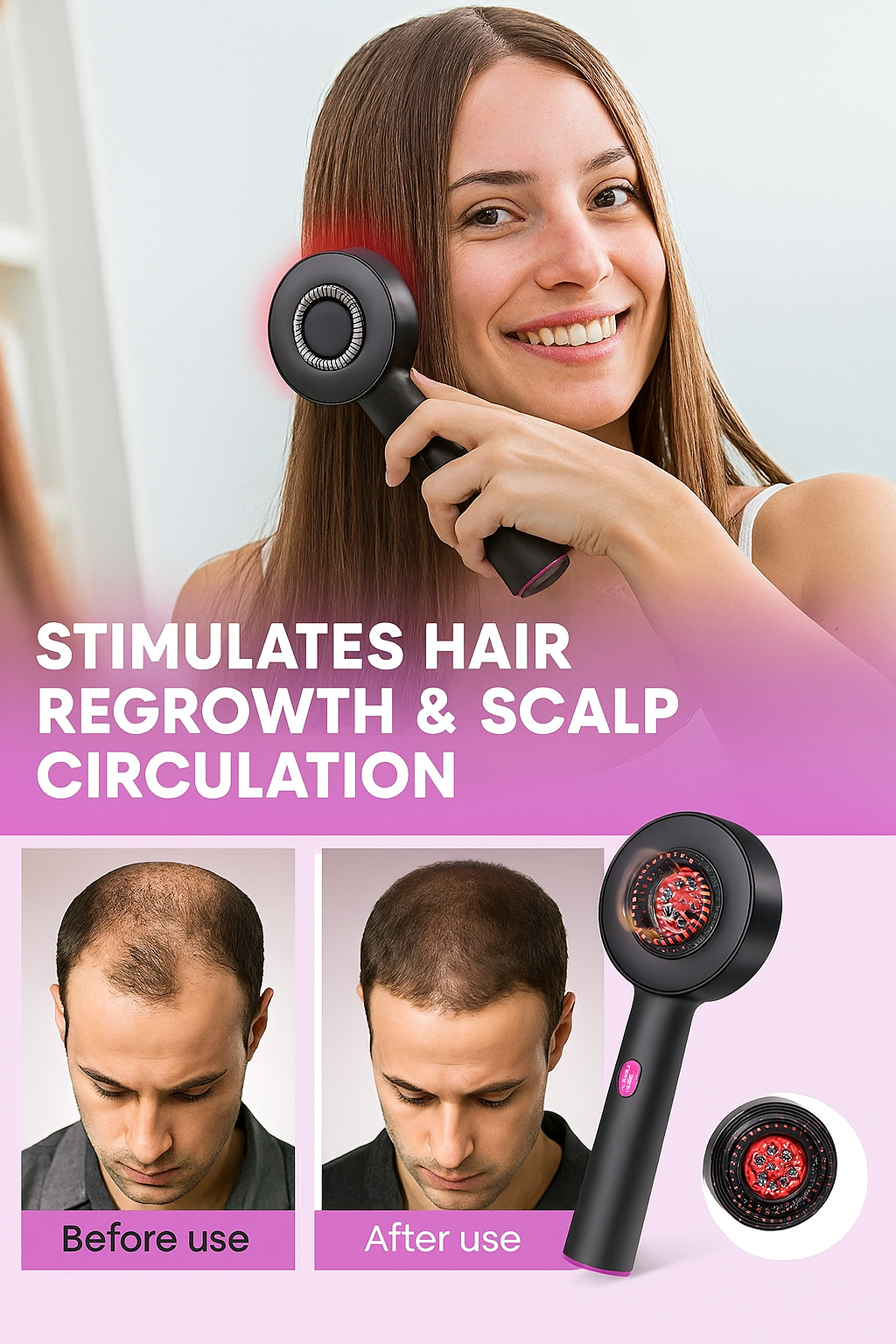 Mavlo 3-in-1 Smart Brush for Hair Growth - Red Light Therapy
